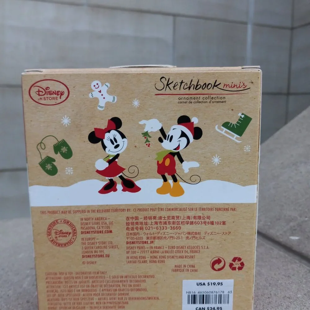 Disney Store Sketchbook Minis Mickey & Minnie Holiday Ornaments